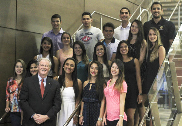 FSU President John Thrasher with Brazilian students participating in the Scientific Mobility Program.